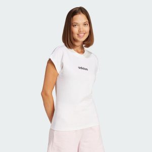 Koszulka Essentials Linear Cotton. Białe bluzki ADIDAS, m, bez wzorów, z bawełny, sportowe, bez kołnierzyka, bez ramiączek. Za 89,95 zł.