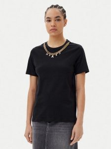 Silvian Heach T-Shirt GPP25098TS Czarny Regular Fit. Czarne t-shirty Silvian Heach, xs, bez wzorów, z bawełny, bez kołnierzyka, bez ramiączek. Za 89,99 zł.