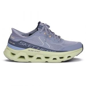 Buty do biegania damskie Skechers Blmt Glide Step. Niebieskie buty trekkingowe Skechers, z materiału, bez zapięcia. Za 512,99 zł.
