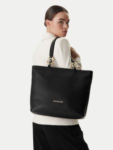 LOVE MOSCHINO Torebka JC4005PP1OLB0000 Czarny. Czarne shopper bag LOVE MOSCHINO, bez wzorów, ze skóry, bez dodatków. Za 766,99 zł.