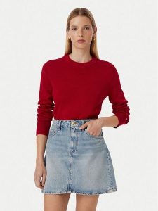 Tommy Hilfiger Sweter Full WW0WW52298 Czerwony Regular Fit. Czerwone swetry klasyczne TOMMY HILFIGER, xl, z bawełny, bez kołnierzyka. Za 529,99 zł.