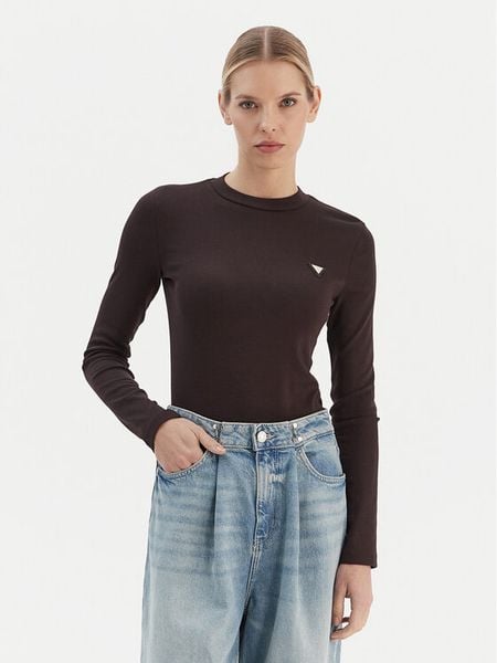 Guess T-Shirt V6RI00 KD741 Brązowy Slim Fit. Brązowe t-shirty Guess, s, z aplikacjami, z bawełny, bez kołnierzyka, bez ramiączek. Za 209,99 zł.