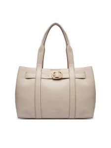 Calvin Klein Torebka Buckle Medium Tote LV04F3294G Écru. Torebki klasyczne Calvin Klein, bez wzorów, ze skóry, bez dodatków. Za 639,99 zł.