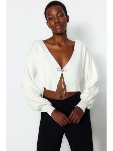 Trendyol Kardigan w kolorze białym rozmiar: L. Białe kardigany Trendyol. Za 79,45 zł.