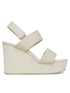 Calvin Klein Jeans Sandały Wedge Sandal Webbing In YW0YW01790 Szary. Szare sandały Calvin Klein Jeans, bez wzorów, z jeansu, bez obcasa, na koturnie, bez zapięcia. Za 249,99 zł.