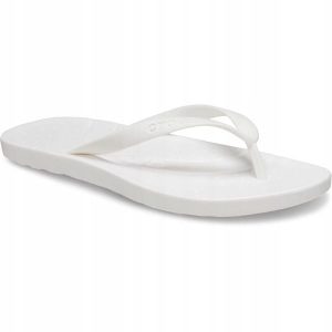 Japonki Dla Dorosłych Crocs Flip. Białe klapki Crocs, bez wzorów, z materiału, bez obcasa. Za 119,99 zł.