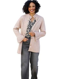 Heine Kardigan w kolorze beżowym rozmiar: 40. Brązowe kardigany Heine, z wełny. Za 122,09 zł.