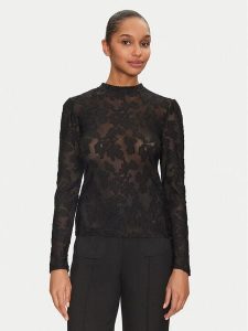 Morgan Bluzka 251-TEVORA Czarny Slim Fit. Czarne bluzki Morgan, s, bez wzorów, z syntetyku, bez kołnierzyka, bez ramiączek. Za 109,99 zł.