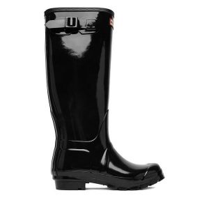 Kalosze Hunter. Czarne kalosze Hunter, bez wzorów. Za 349,99 zł.