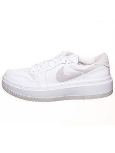 Air Jordan Skórzane sneakersy "1 Elevate Low'' w kolorze biało-szarym rozmiar: 43. Białe trampki Air Jordan, bez wzorów, bez zapięcia. Za 264,77 zł.