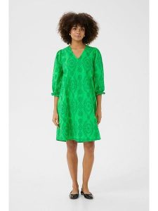 CULTURE Sukienka w kolorze zielonym rozmiar: L. Zielone sukienki Culture, l, bez wzorów, z bawełny, bez kołnierzyka, bez ramiączek, midi. Za 243,95 zł.