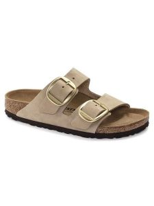 Birkenstock Skórzane klapki "Arizona" w kolorze beżowym rozmiar: 36. Brązowe klapki Birkenstock, bez wzorów, z otwartym noskiem, bez obcasa. Za 485,44 zł.