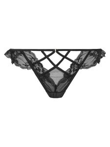 Hunkemöller Stringi Amari 301043 Czarny. Czarne stringi Hunkemöller, bez wzorów, z syntetyku. Za 69,99 zł.
