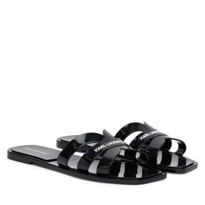 Klapki KARL LAGERFELD. Czarne klapki KARL LAGERFELD, bez wzorów, bez obcasa. Za 339,99 zł.