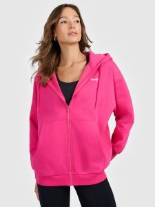 4F Bluza dresowa rozpinana z kapturem damska - różowa M. Czerwone bluzy 4f, m, bez wzorów, z dresówki, z kapturem. Za 189,99 zł.