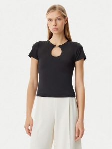Rinascimento Bluzka CFC0122547003 Czarny Regular Fit. Czarne bluzki Rinascimento, l, bez wzorów, z syntetyku, bez kołnierzyka, bez ramiączek. Za 149,99 zł.