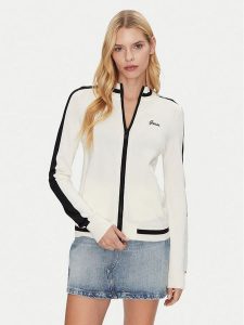 Guess Bluza V5GQ01 Z3D60 Beżowy Regular Fit. Brązowe bluzy Guess, s, z aplikacjami, z wiskozy, bez kaptura. Za 299,99 zł.