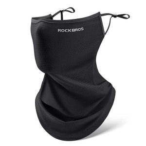 Czapka na twarz ROCKBROS z tkaniny lodowej czarna. Czarne czapki ROCKBROS, bez wzorów, z materiału, sportowe. Za 47,60 zł.