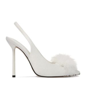 Szpilki Eva Minge. Białe szpilki Eva Minge, bez wzorów, bez obcasa. Za 479,99 zł.