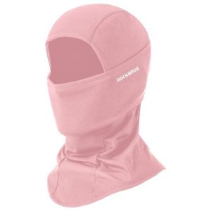 Czapka termiczna z osłoną na twarz, wiatroszczelna, z kominem, na kask. Czerwone czapki ROCKBROS, bez wzorów, z elastanu, sportowe. Za 55,60 zł.