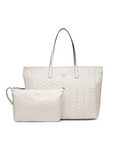 Guess Torebka Cheryl HWTQ97 20240 Kremowy. Białe shopper bag Guess, z aplikacjami, ze skóry, bez dodatków. Za 719,99 zł.