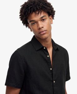 Superdry Riviera koszula lniana krótki rękaw — 100% len, relaxed fit. Niebieskie koszule Superdry, s, bez wzorów, ze lnu, bez kołnierzyka, bez ramiączek. Za 344,20 zł.