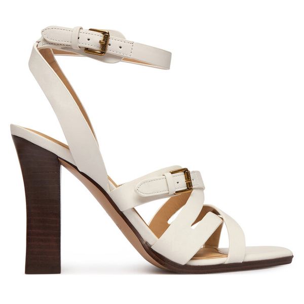 Sandały Guess. Białe sandały Guess, z aplikacjami, bez obcasa, na słupku, bez zapięcia. Za 493,99 zł.