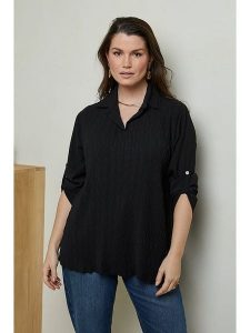 Curvy Lady Bluzka w kolorze czarnym rozmiar: 40/42. Czarne bluzki Curvy Lady, bez wzorów, z wiskozy, klasyczne, bez kołnierzyka, bez ramiączek. Za 83,42 zł.