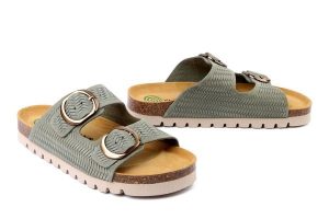 DR. BRINKMANN 700922-07 grun, klapki damskie. Zielone klapki Dr. Brinkmann, bez wzorów, ze skóry, bez obcasa. Za 329,90 zł.