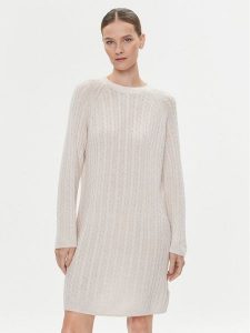 Tommy Hilfiger Sukienka dzianinowa WW0WW39927 Beżowy Relaxed Fit. Brązowe kombinezony TOMMY HILFIGER, m, bez wzorów, z dzianiny, bez kołnierzyka, bez ramiączek. Za 539,99 zł.