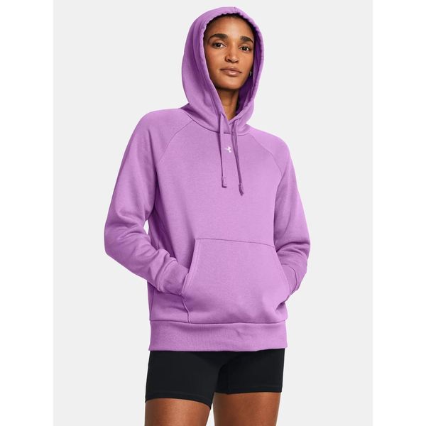 Bluza fitness damska UNDER ARMOUR Rival Fleece z kapturem. Fioletowe bluzy Under Armour, xl, bez wzorów, z kapturem. Za 239,00 zł.