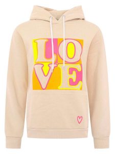 Zwillingsherz Bluza "Print Love" w kolorze beżowym rozmiar: L/XL. Brązowe bluzy Zwillingsherz, l, bez wzorów, z bawełny, z kapturem. Za 202,03 zł.