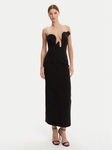 Bardot Sukienka koktajlowa 59733DB Czarny Regular Fit. Czarne sukienki Bardot, bez wzorów, z syntetyku, wizytowe, bez kołnierzyka, bez ramiączek. Za 509,99 zł.