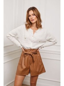 Joséfine Kardigan "Castel" w kolorze kremowym rozmiar: M. Brązowe kardigany Joséfine, m, bez wzorów, z kaszmiru, bez ramiączek. Za 213,95 zł.