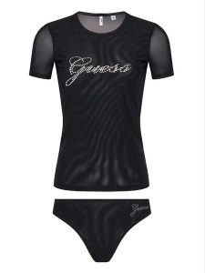 Guess Komplet bielizny O5BG00 K1740 Czarny Regular Fit. Czarne komplety bielizny Guess, z aplikacjami, z syntetyku. Za 359,99 zł.
