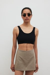 Spódnico spodenki z lnem w kolorze CAPPUCCINO - MOVE-XS. Spódnice Marsala, na imprezę, m, bez wzorów, z bawełny, eleganckie. Za 229,90 zł.