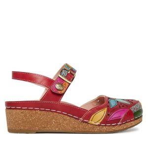 Sandały Laura Vita. Czerwone sandały LAURA VITA, bez wzorów, bez obcasa, na płaskiej podeszwie, bez zapięcia. Za 429,99 zł.