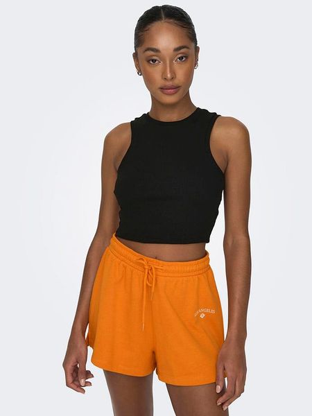 ONLY Top w kolorze czarnym rozmiar: XL. Czarne topy ONLY, xl, bez wzorów, prążkowane, bez kołnierzyka, bez ramiączek. Za 37,12 zł.