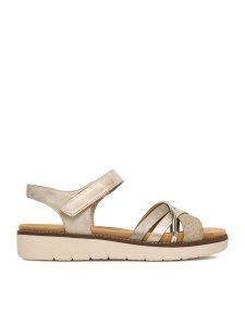 Remonte Sandały CEO-D2058-90 Złoty. Żółte sandały Remonte, bez wzorów, z materiału, bez obcasa, na płaskiej podeszwie, bez zapięcia. Za 339,99 zł.