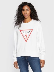 Guess Bluza Original W2YQ16 KBA10 Biały Regular Fit. Białe bluzy Guess, m, z aplikacjami, z bawełny, bez kaptura. Za 229,99 zł.