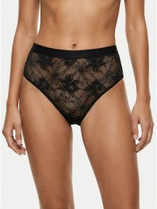 Tommy Hilfiger Figi klasyczne z wysokim stanem UW0UW06269 Czarny. Czarne figi TOMMY HILFIGER, bez wzorów, z syntetyku. Za 149,99 zł.