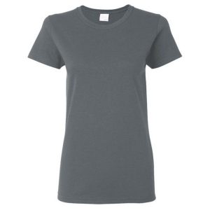 Damska Koszulka T-shirt Krótki Rękaw Top. Szare topy GILDAN, xl, bez wzorów, sportowe, bez kołnierzyka, bez ramiączek. Za 30,99 zł.