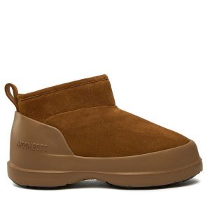 Śniegowce Moon Boot. Brązowe buty zimowe Moon Boot, bez obcasa, bez zapięcia. Za 809,99 zł.