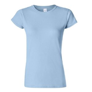 Koszulka Damska Krótki Rękaw Soft Style. Niebieskie bluzki GILDAN, m, bez wzorów, sportowe, bez kołnierzyka, bez ramiączek. Za 29,99 zł.