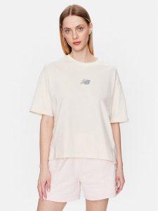New Balance T-Shirt WT31511 Beżowy Oversize. Brązowe t-shirty New Balance, l, bez wzorów, z bawełny, bez kołnierzyka, bez ramiączek. Za 109,99 zł.