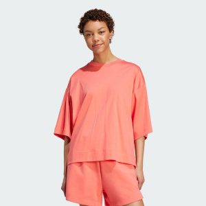 Luźna koszulka Soft Lux. Brązowe bluzki ADIDAS, s, bez wzorów, sportowe, bez kołnierzyka, bez ramiączek. W wyprzedaży za 129,35 zł.