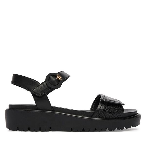 Sandały Ara. Czarne sandały Ara, bez wzorów, bez obcasa, na płaskiej podeszwie, bez zapięcia. Za 429,99 zł.