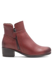 Go Soft Botki EST-GUSTA-11 Bordowy. Czerwone botki Go Soft, bez wzorów, ze skóry, bez obcasa, na słupku, bez zapięcia. Za 249,99 zł.