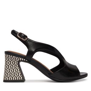 Sandały Tamaris. Czarne sandały Tamaris, bez wzorów, bez obcasa, na słupku, bez zapięcia. Za 369,99 zł.