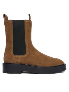 Calvin Klein Sztyblety YW0YW01969 Beżowy. Brązowe botki Calvin Klein, bez wzorów, ze skóry, bez obcasa, na płaskiej podeszwie, bez zapięcia. Za 559,99 zł.